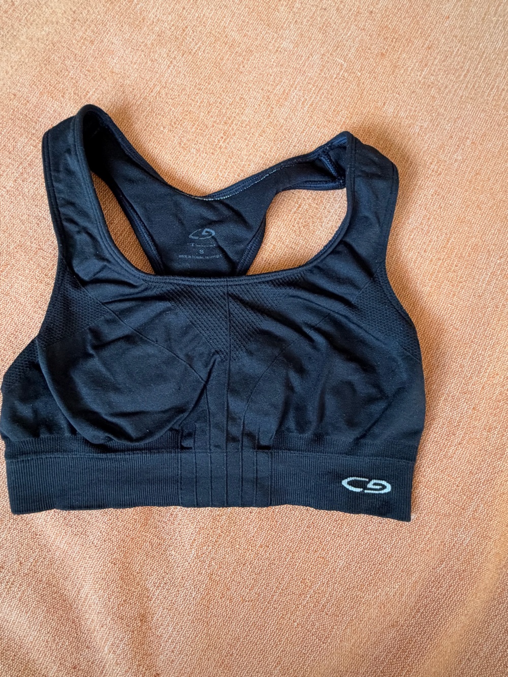 Champion Black Racerback Sports Bra with Subtle Logo